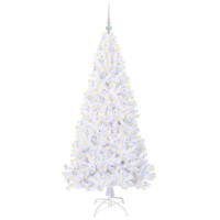 Produktbild för Konstgjord julgran med 300 LED-lampor Vit 180 cm PVC och stål