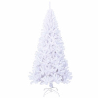 Produktbild för Konstgjord julgran med 300 LED-lampor Vit 180 cm PVC och stål