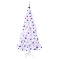 Produktbild för Konstgjord julgran med 300 LED-lampor Vit 180 cm PVC och stål