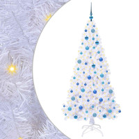 Produktbild för Konstgjord julgran med 300 LED-lampor Vit 180 cm PVC och stål