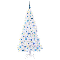 Produktbild för Konstgjord julgran med 300 LED-lampor Vit 180 cm PVC och stål