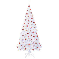 Produktbild för Konstgjord julgran med 300 LED-lampor Vit 210 cm PVC och stål