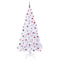 Produktbild för Konstgjord julgran med 300 LED-lampor Vit 210 cm PVC och stål