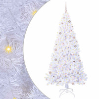 Produktbild för Konstgjord julgran med 300 LED-lampor Vit 210 cm PVC och stål