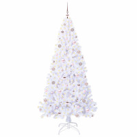 Produktbild för Konstgjord julgran med 300 LED-lampor Vit 210 cm PVC och stål