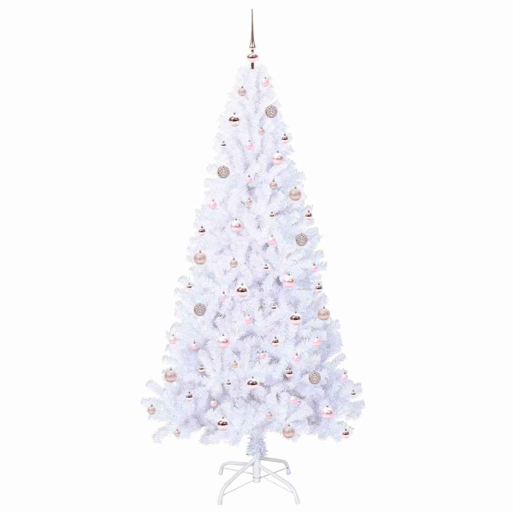 Produktbild för Konstgjord julgran med 300 LED-lampor Vit 210 cm PVC och stål