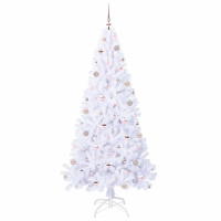 Produktbild för Konstgjord julgran med 300 LED-lampor Vit 210 cm PVC och stål
