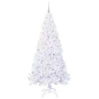 Produktbild för Konstgjord julgran med 300 LED-lampor Vit 210 cm PVC och stål