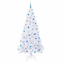 Produktbild för Konstgjord julgran med 300 LED-lampor Vit 210 cm PVC och stål