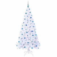 Produktbild för Konstgjord julgran med 300 LED-lampor Vit 210 cm PVC och stål