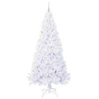 Produktbild för Konstgjord julgran med 300 LED-lampor Vit 240 cm PVC och stål