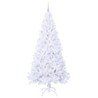 Produktbild för Konstgjord julgran med 300 LED-lampor Vit 240 cm PVC och stål