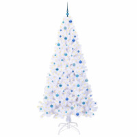 Produktbild för Konstgjord julgran med 300 LED-lampor Vit 240 cm PVC och stål