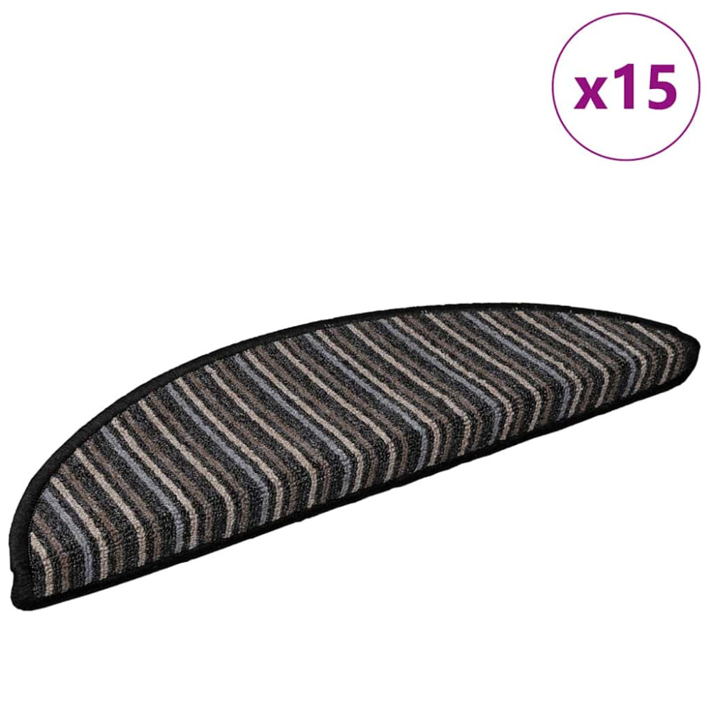 Produktbild för Självhäftande trappmattor 15 pcs Antracit 56 x 17 x 3 cm