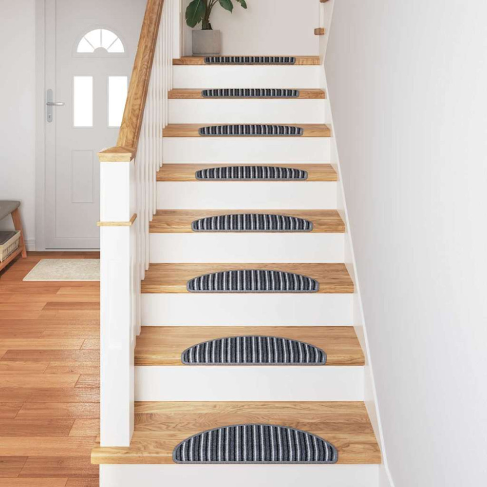 Produktbild för Självhäftande trappmattor 15 pcs Grå 56 x 17 x 3 cm