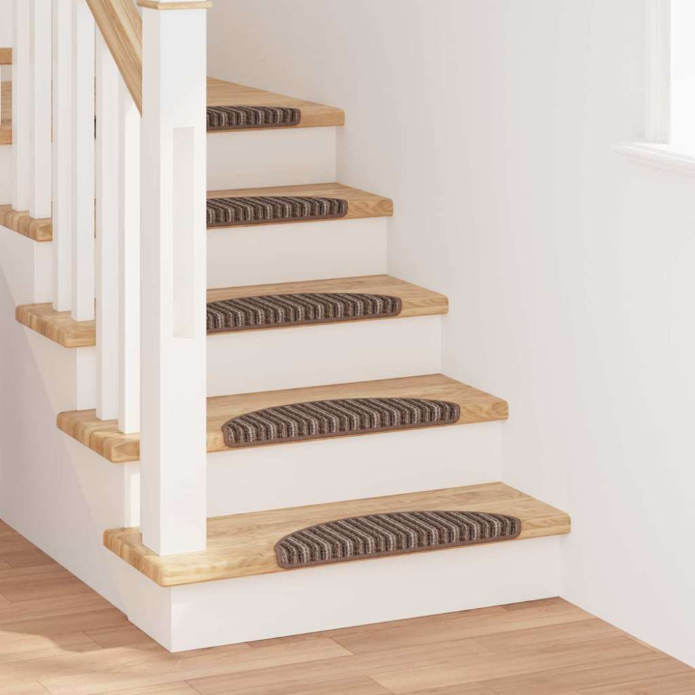 Produktbild för Självhäftande trappmattor 15 pcs Brun 56 x 17 x 3 cm
