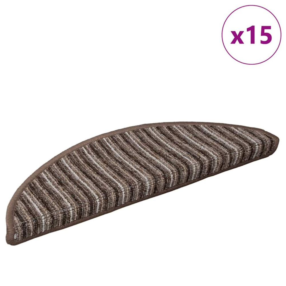 Produktbild för Självhäftande trappmattor 15 pcs Brun 56 x 17 x 3 cm