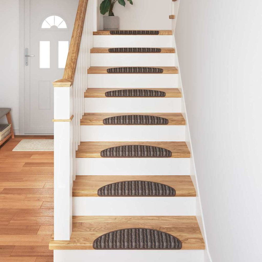 Produktbild för Självhäftande trappmattor 15 pcs Brun 56 x 17 x 3 cm