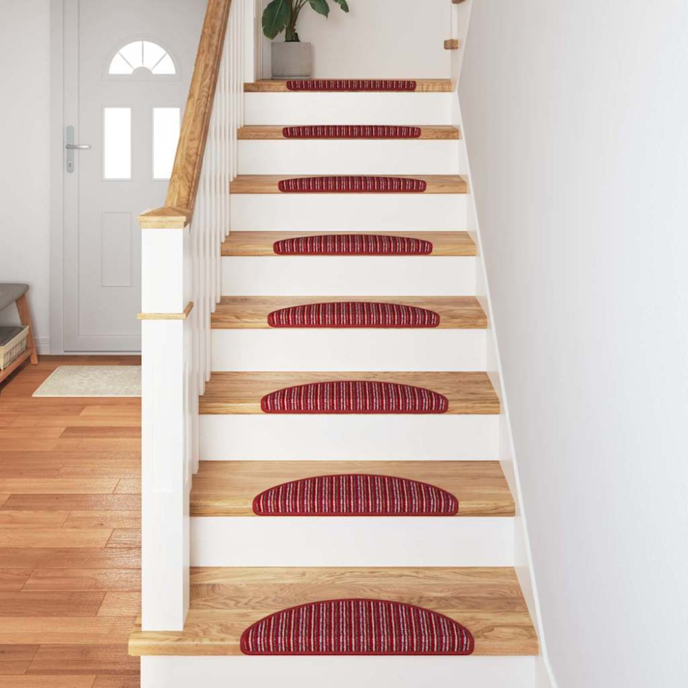 Produktbild för Självhäftande trappmattor 15 pcs Röd 56 x 17 x 3 cm