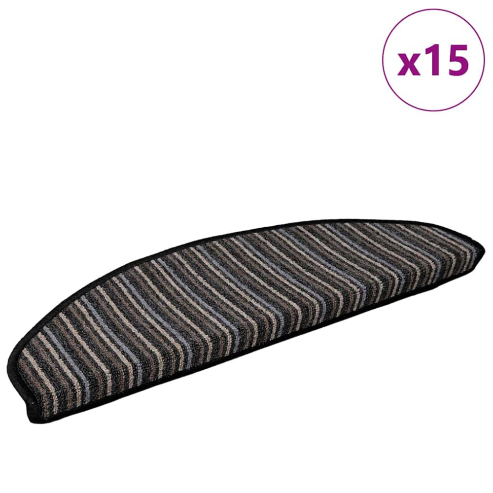 Produktbild för Självhäftande trappmattor 15 pcs Antracit 65 x 21 x 4 cm