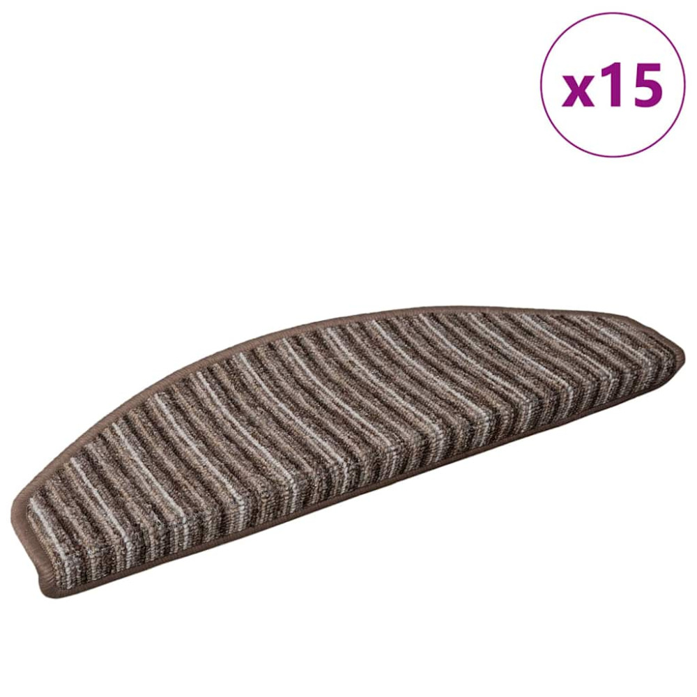 Produktbild för Självhäftande trappmattor 15 pcs Brun 65 x 21 x 4 cm