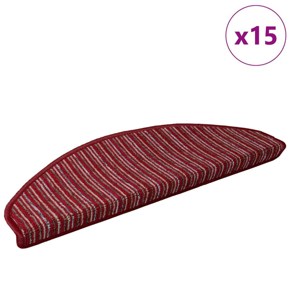 Produktbild för Självhäftande trappmattor 15 pcs Röd 65 x 21 x 4 cm