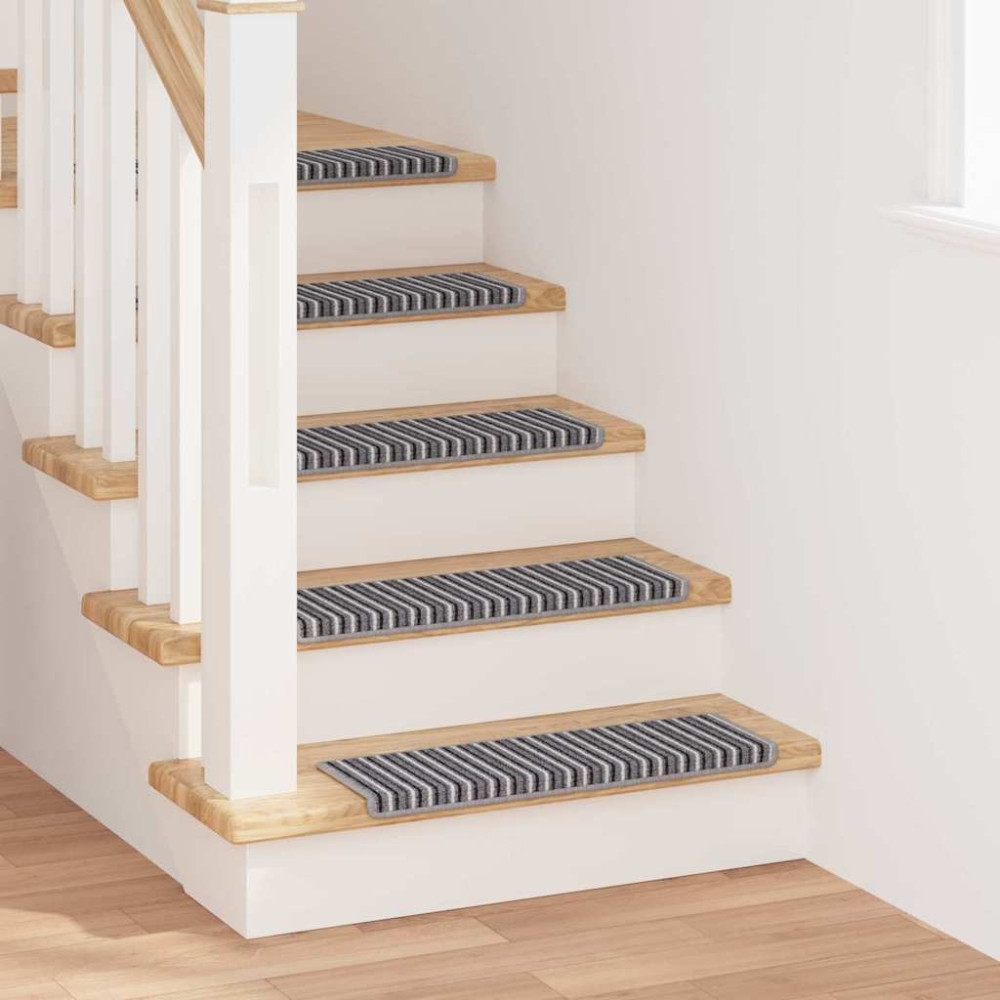Produktbild för Självhäftande trappmattor Randig 15 pcs Grå 65 x 21 x 4 cm
