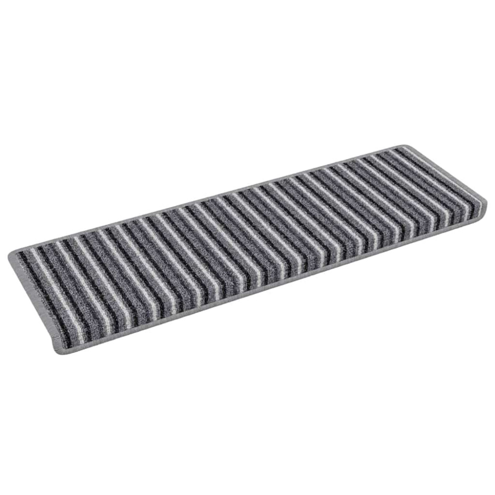Produktbild för Självhäftande trappmattor Randig 15 pcs Grå 65 x 21 x 4 cm