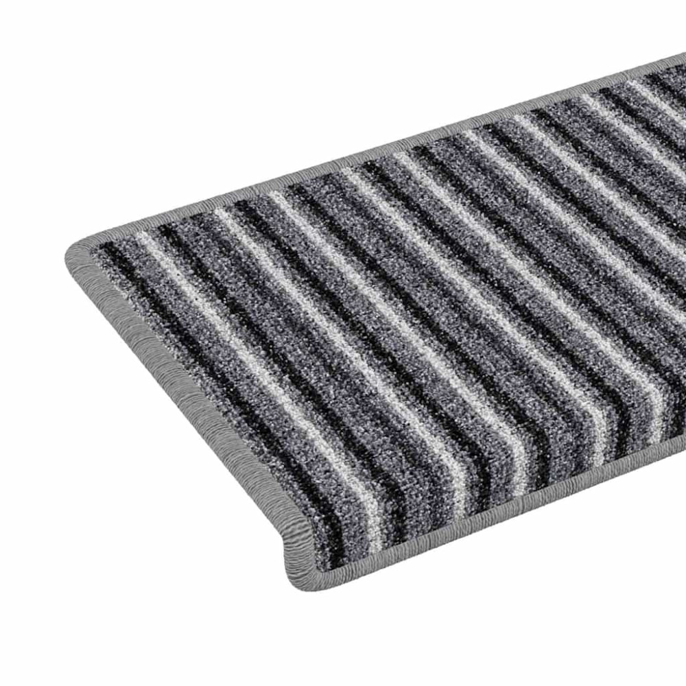 Produktbild för Självhäftande trappmattor Randig 15 pcs Grå 65 x 21 x 4 cm