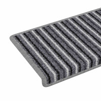 Produktbild för Självhäftande trappmattor Randig 15 pcs Grå 65 x 21 x 4 cm