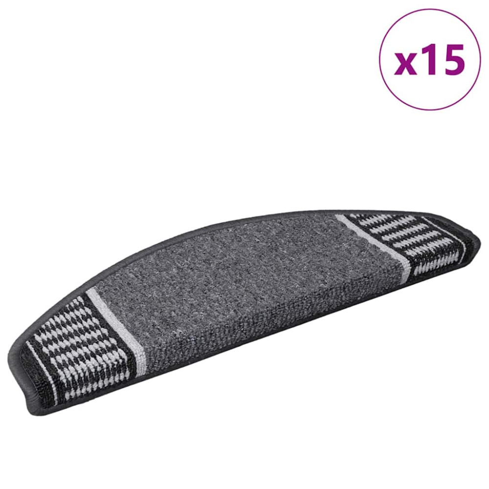 Produktbild för Självhäftande trappmattor 15 pcs Antracit 65 x 21 x 4 cm