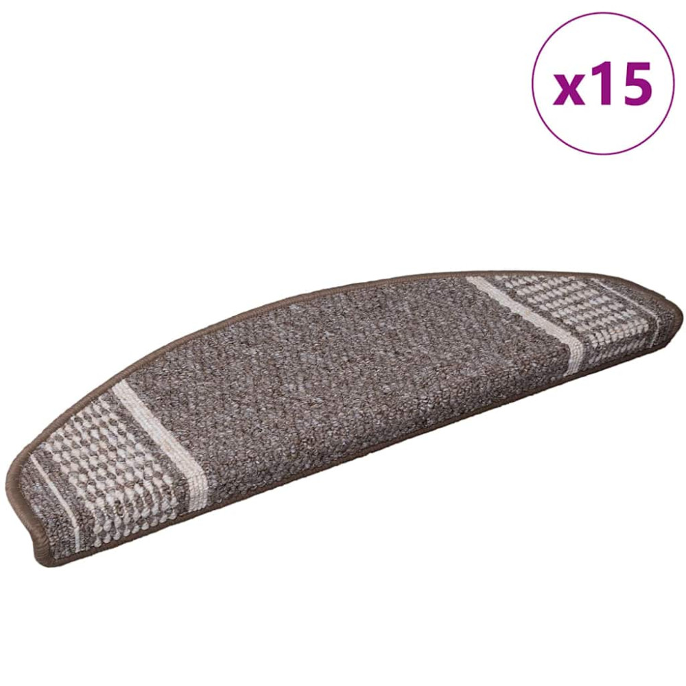 Produktbild för Självhäftande trappmattor 15 pcs Brun 65 x 21 x 4 cm