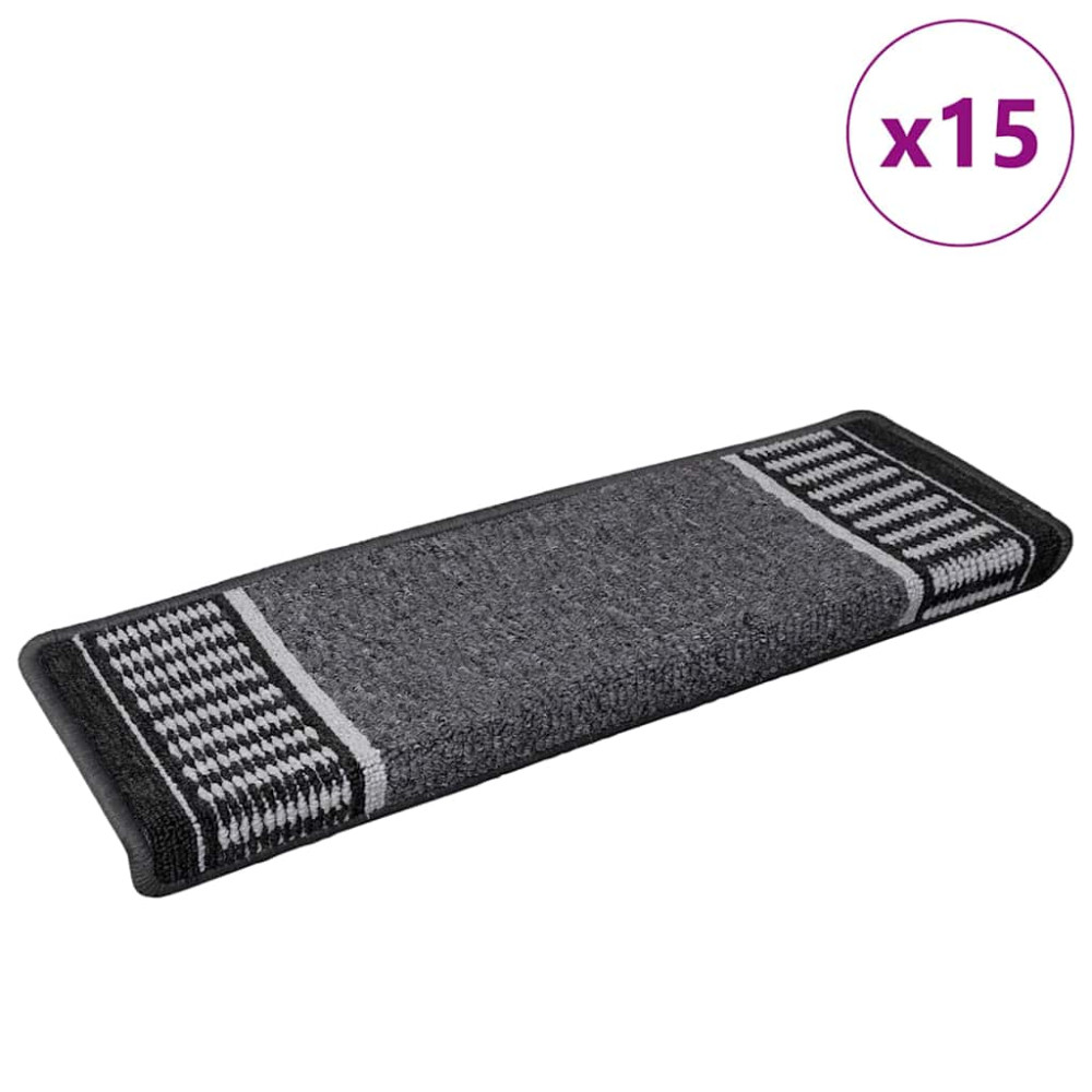 Produktbild för Självhäftande trappmattor 15 pcs Antracit 65 x 21 x 4 cm