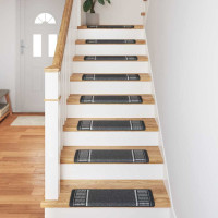 Produktbild för Självhäftande trappmattor 15 pcs Antracit 65 x 21 x 4 cm