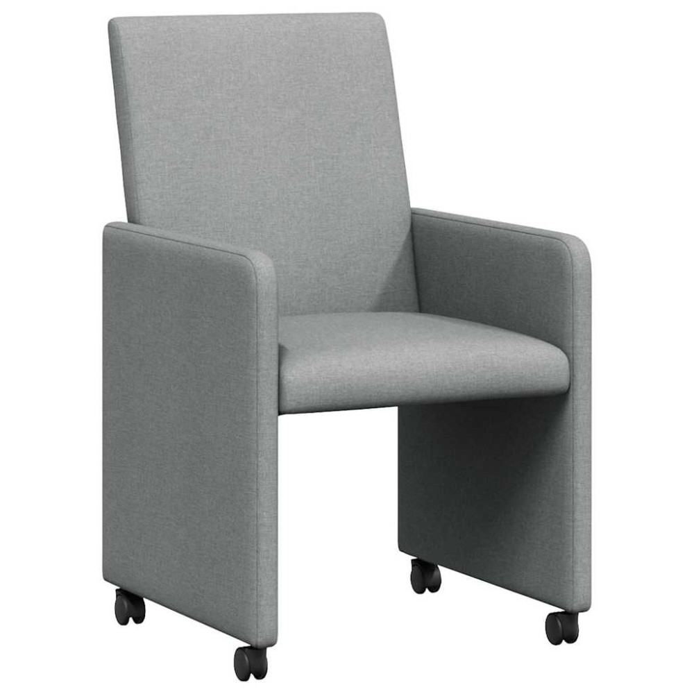 Produktbild för Matstolar med hjul med hjul 2 pcs Ljusgrå 57 x 66 x 94 cm tyg