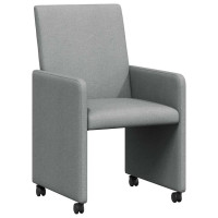 Produktbild för Matstolar med hjul med hjul 2 pcs Ljusgrå 57 x 66 x 94 cm tyg