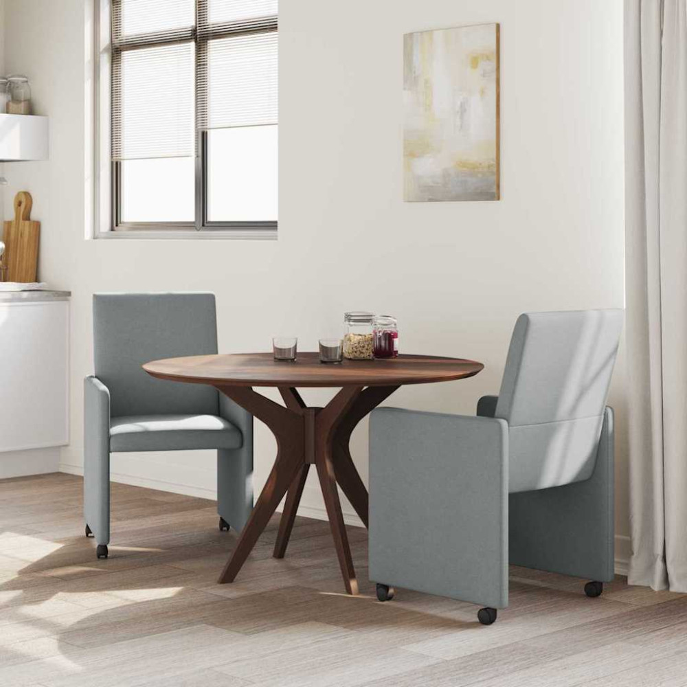 Produktbild för Matstolar med hjul med hjul 2 pcs Ljusgrå 57 x 66 x 94 cm tyg