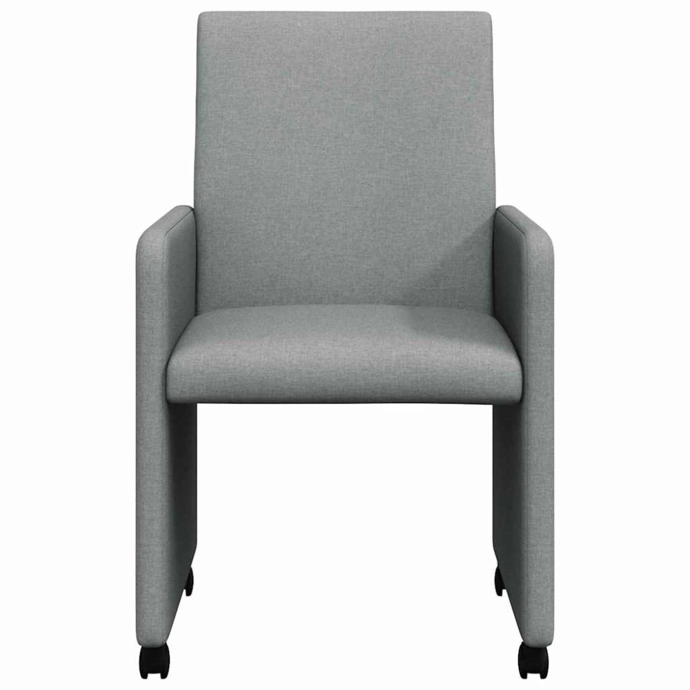 Produktbild för Matstolar med hjul med hjul 2 pcs Ljusgrå 57 x 66 x 94 cm tyg