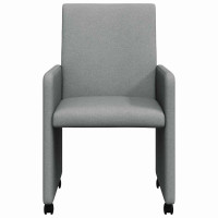 Produktbild för Matstolar med hjul med hjul 2 pcs Ljusgrå 57 x 66 x 94 cm tyg