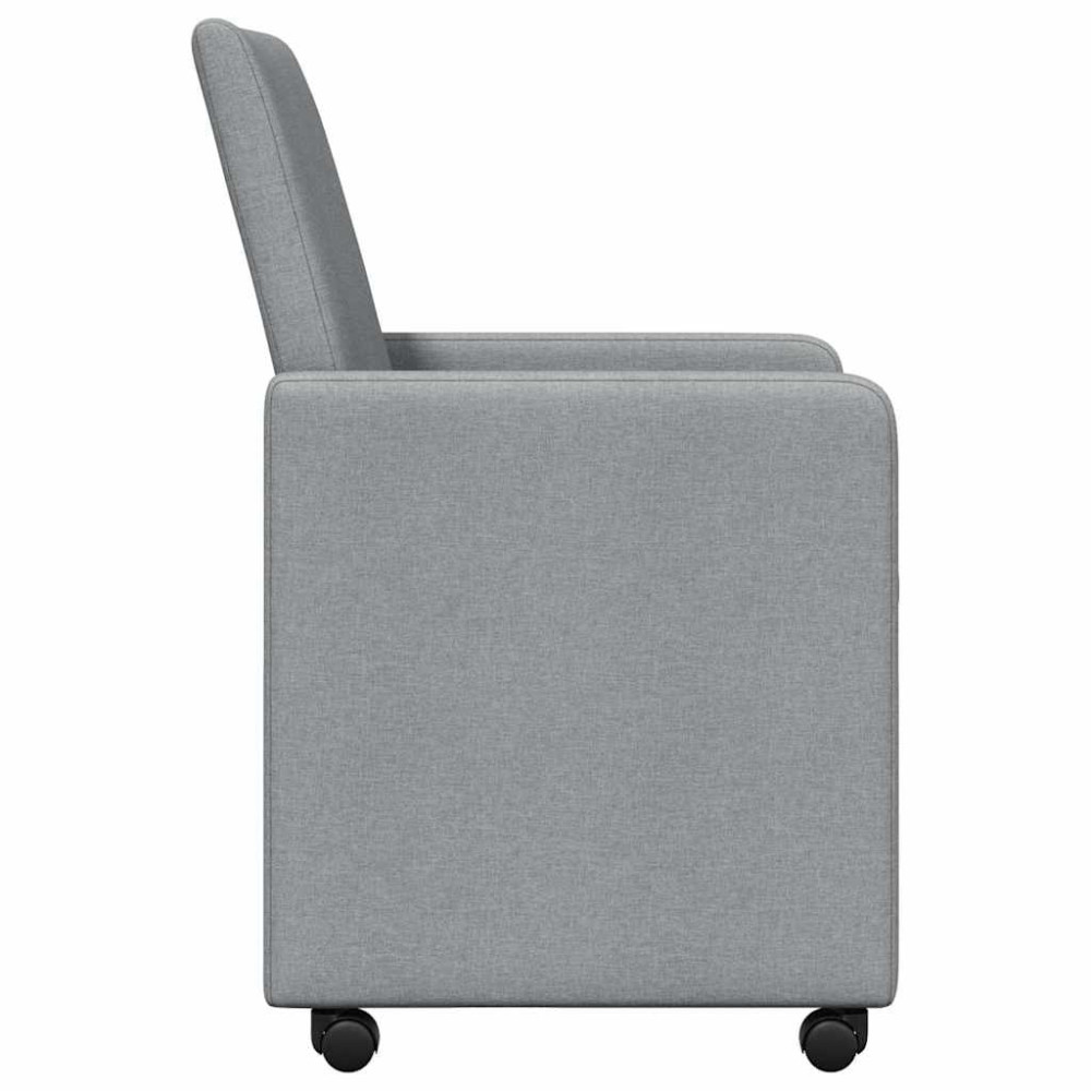 Produktbild för Matstolar med hjul med hjul 2 pcs Ljusgrå 57 x 66 x 94 cm tyg