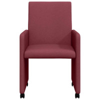 Produktbild för Matstolar med hjul med hjul 2 pcs Vinröd 57 x 66 x 94 cm tyg