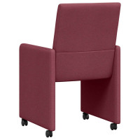Produktbild för Matstolar med hjul med hjul 2 pcs Vinröd 57 x 66 x 94 cm tyg