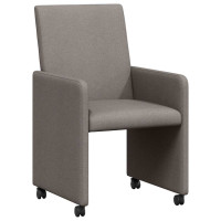 Produktbild för Matstolar med hjul med hjul 2 pcs Taupe 57 x 66 x 94 cm tyg