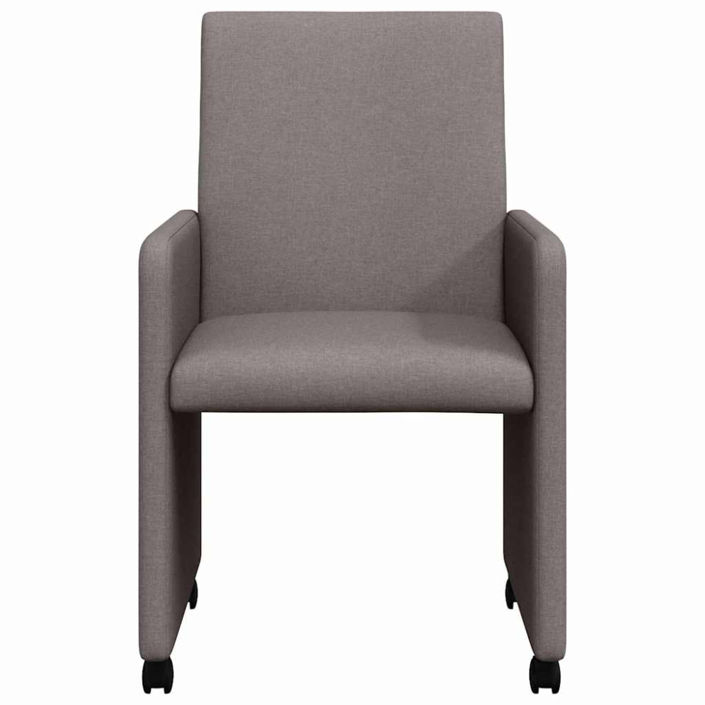 Produktbild för Matstolar med hjul med hjul 2 pcs Taupe 57 x 66 x 94 cm tyg