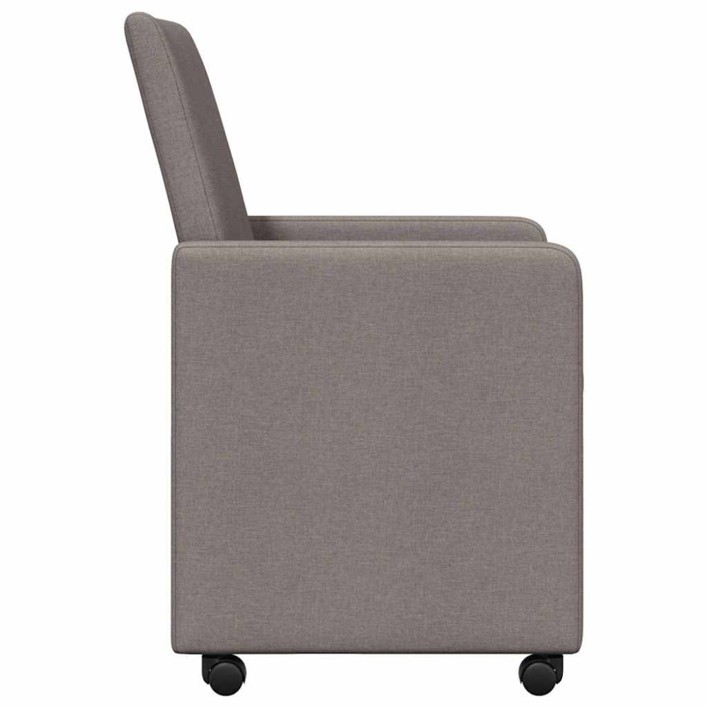 Produktbild för Matstolar med hjul med hjul 2 pcs Taupe 57 x 66 x 94 cm tyg