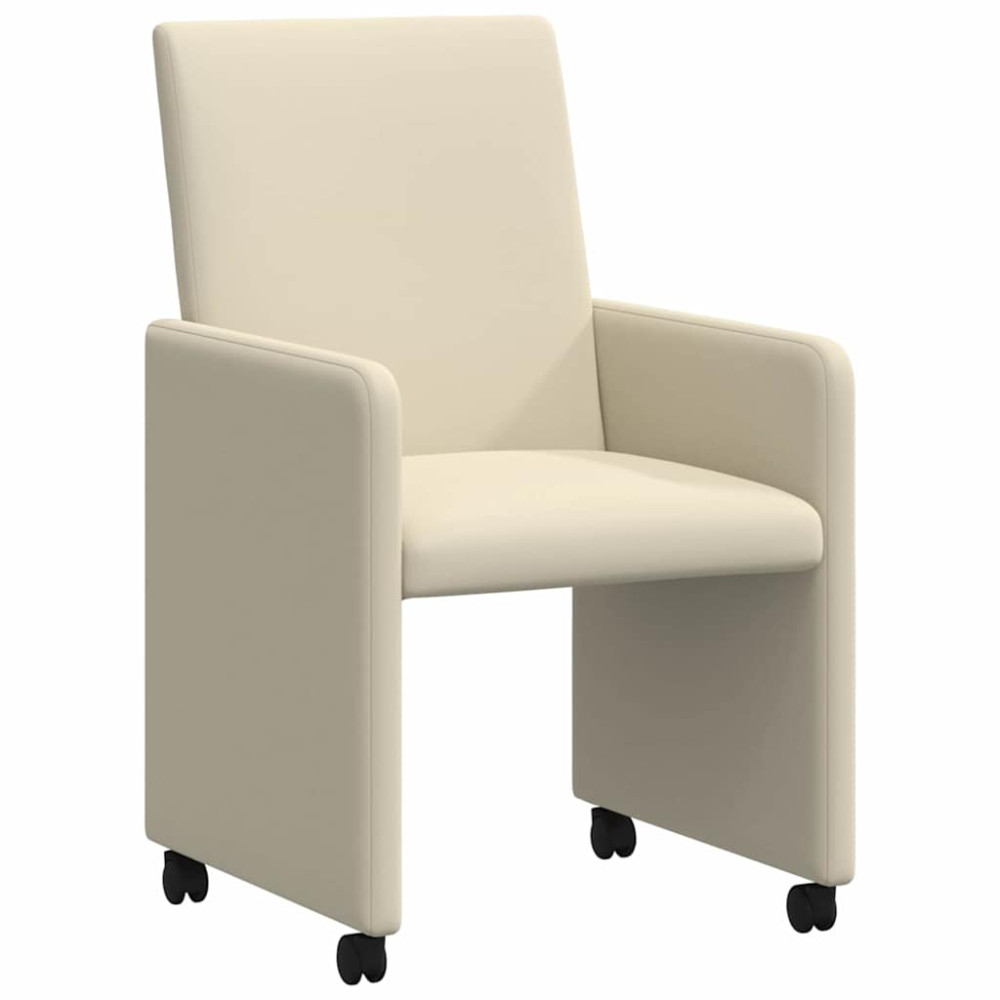 Produktbild för Matstolar med hjul 2 pcs Kräm 57 x 66 x 94 cm Konstläder