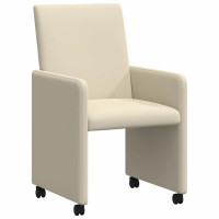 Produktbild för Matstolar med hjul 2 pcs Kräm 57 x 66 x 94 cm Konstläder