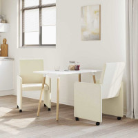 Produktbild för Matstolar med hjul 2 pcs Kräm 57 x 66 x 94 cm Konstläder