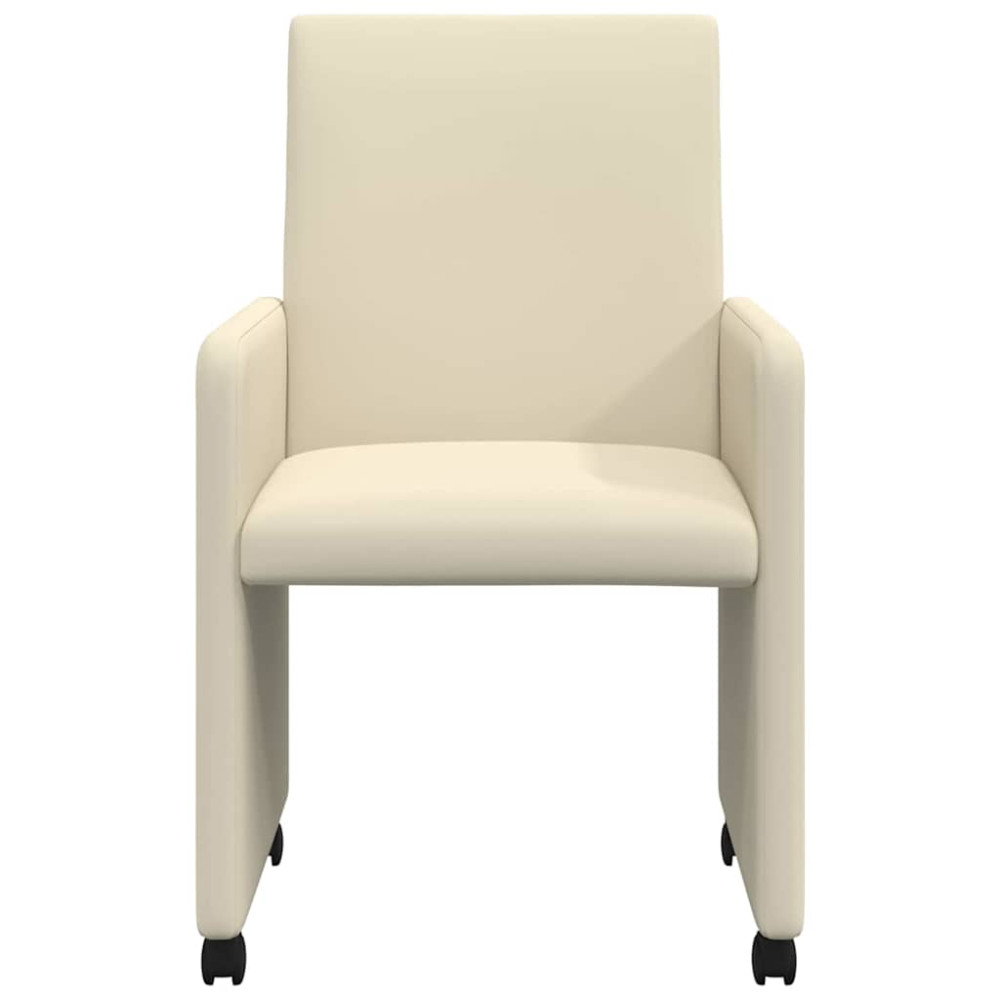 Produktbild för Matstolar med hjul 2 pcs Kräm 57 x 66 x 94 cm Konstläder