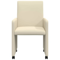 Produktbild för Matstolar med hjul 2 pcs Kräm 57 x 66 x 94 cm Konstläder